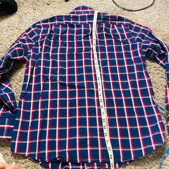 Vintage Y2K J Crew Red Navy Checkered L Long Sleeve Button Up Casual Mens - Picture 3 of 4